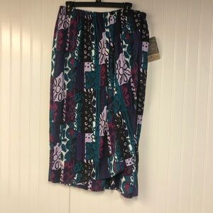 DWSF Colorful Floral Patterned Skirt XXL NWT Vintage Elastic Waist